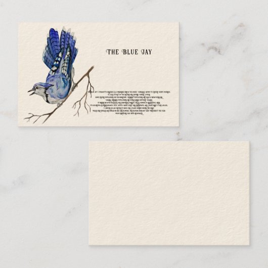 Carte De Visite Oiseau forestier Blue Jay (Devant / Derrière)