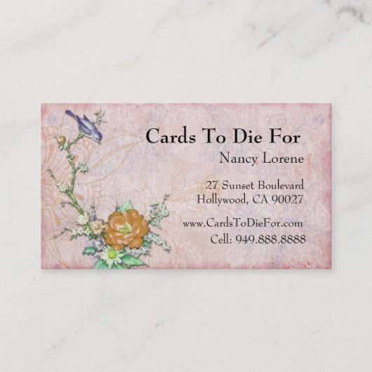 Carte De Visite Oiseau pourpre sur une branche (Devant)