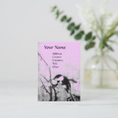 Carte De Visite OISEAU PRINTANIER, rose violet marron (Debout devant)