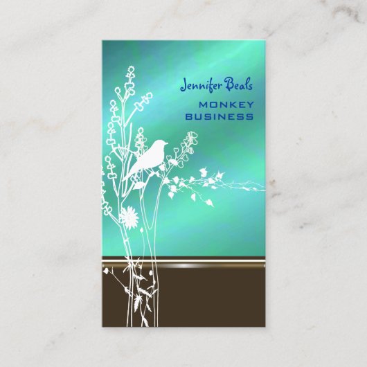 Carte De Visite Oiseau rétro sur une branche (Devant)