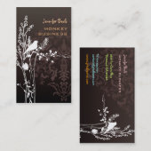 Carte De Visite Oiseau rétro sur une branche + chocolat (Devant / Derrière)