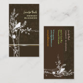 Carte De Visite Oiseau rétro sur une branche + damas (Devant / Derrière)