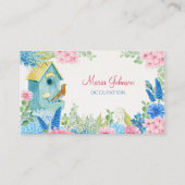 Carte De Visite Oiseau rose bleu (Devant)