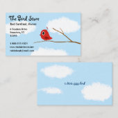 Carte De Visite Oiseau rouge sur une branche d'arbre avec ciel nua (Devant / Derrière)