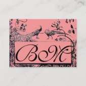 Carte De Visite OISEAUX AMOUREUX DE MARIAGE MONOGRAMME, noir et bl (Dos)