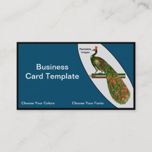 Carte De Visite Oiseaux Art Aquarelle détaillée Peacock