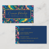 Carte De Visite Oiseaux colorés et fleurs Motif (Devant / Derrière)