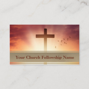 Carte De Visite Oiseaux Cross Orange Sunset Sky Church Pastor