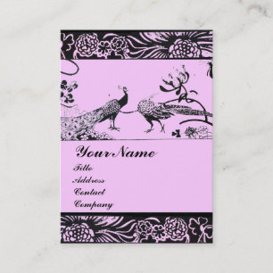 Carte De Visite OISEAUX D'AMOUR DE MARIAGE, noir et blanc rose