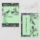 Carte De Visite OISEAUX D'AMOUR DE MARIAGE, noir et blanc, vert (Devant / Derrière)