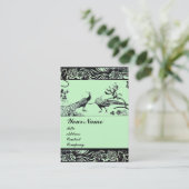 Carte De Visite OISEAUX D'AMOUR DE MARIAGE, noir et blanc, vert (Debout devant)