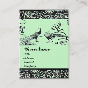 Carte De Visite OISEAUX D'AMOUR DE MARIAGE, noir et blanc, vert
