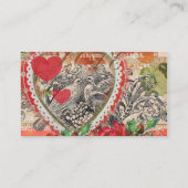 Carte De Visite Oiseaux de l'amour Cœur Rouge Collage d'art (Dos)
