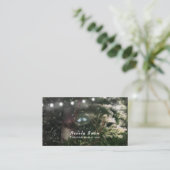 Carte De Visite Oiseaux de l'amour + Lumières de chaîne rustiques  (Debout devant)