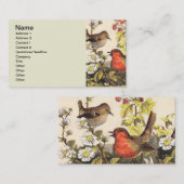 Carte De Visite Oiseaux de printemps Robin Oiseaux rouges (Devant / Derrière)