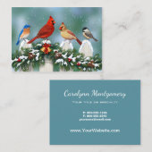 Carte De Visite Oiseaux de vacances et Garland de Noël (Devant / Derrière)