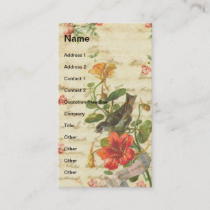 Carte De Visite Oiseaux et fleurs Vintages