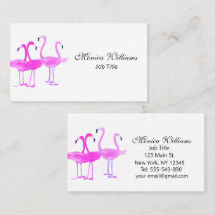 Carte De Visite Oiseaux flamants aquarelle rose tropical