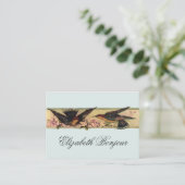 Carte De Visite Oiseaux rencontrant des fleurs de ressort de (Debout devant)