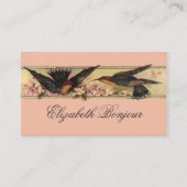 Carte De Visite Oiseaux rencontrant des fleurs de ressort de (Devant)