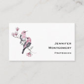 Carte De Visite Oiseaux roses et noirs sur une branche d'arbre (Devant)