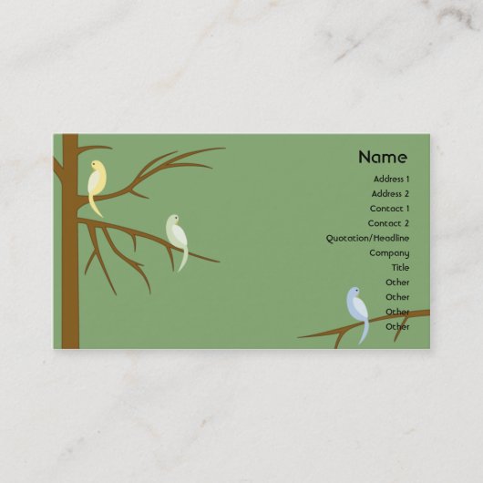 Carte De Visite Oiseaux sur un arbre - affaires (Devant)