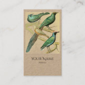 Carte De Visite Oiseaux verts vintage - Kraft (Devant)