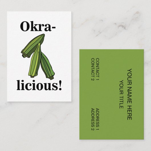 Carte De Visite Okra Vegetable Aliments sains (Devant / Derrière)