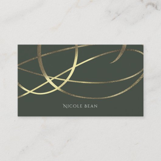 Carte De Visite Olive Army Green & Gold Faux Foil Custom Chic (Devant)