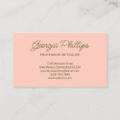 Carte De Visite Olive Blush Stripes & Bow Retro (Dos)