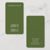 Carte De Visite Olive foncé vert moderne élégant (Devant / Derrière)