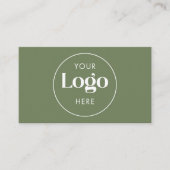 Carte De Visite Olive Green Elegant Custom Company Logo QR Code (Devant)