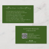 Carte De Visite Olive Green Élégant Moderne Aftercare (Devant / Derrière)