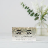 Carte De Visite Olive Green Gold Marble Eyes QR Code Microblading (Debout devant)