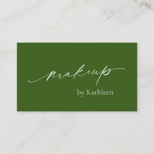 Carte De Visite Olive Green QR Code Elégant maquillage Artiste Mod