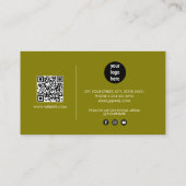 Carte De Visite Olive Green Signature Script QR Code Médias sociau (Dos)