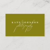 Carte De Visite Olive Green Signature Script QR Code Médias sociau (Devant)