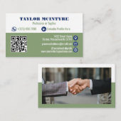 Carte De Visite Olive & Navy Blue Professional Icons Code QR (Devant / Derrière)