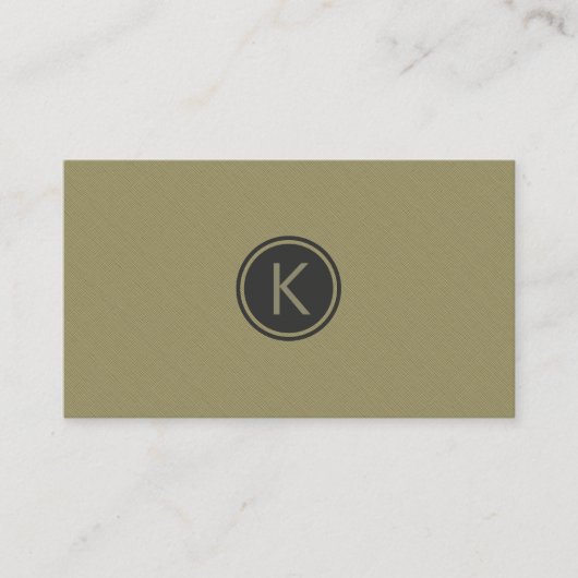 Carte De Visite Olive vert monogramme Linge moderne Look Texture (Devant)