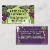 Carte De Visite olives branche huile d'olive chef traiteur cuisine (Devant / Derrière)