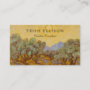 Carte De Visite Oliviers de Van Gogh Ciel Soleil Jaune