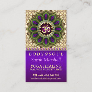 Carte De Visite OM Holistic Royal Purple+Green Peacock Mandala