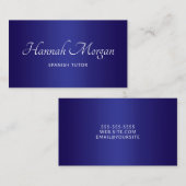 Carte De Visite Ombre bleu foncé et profond Élégant Script (Devant / Derrière)