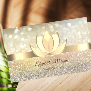 Carte De Visite Ombre Bokeh Or Professionnel, Lotus Yoga