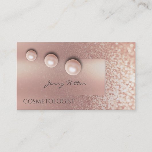Carte De Visite Ombre chic perle d'or rose moderne luxe glittery (Devant)