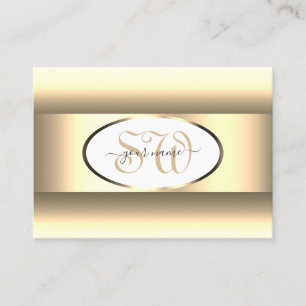 Carte De Visite Ombre Crème Blanche Initiales Décor Léger Bordure