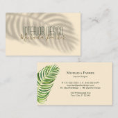 Carte De Visite Ombre de feuille de palme tropicale moderne (Devant / Derrière)