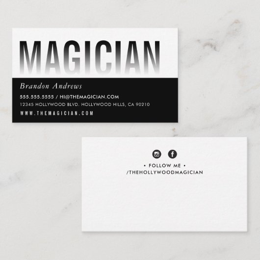 Carte De Visite OMBRE FADE TITRE TEXTE minimal moderne en gras noi (Devant / Derrière)