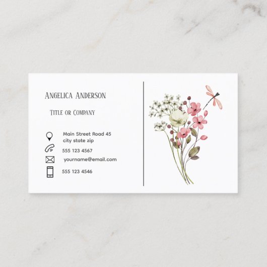 Carte De Visite Ombre Fleur sauvage aquarelle (Dos)