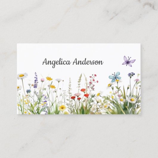 Carte De Visite Ombre Fleur sauvage aquarelle (Devant)